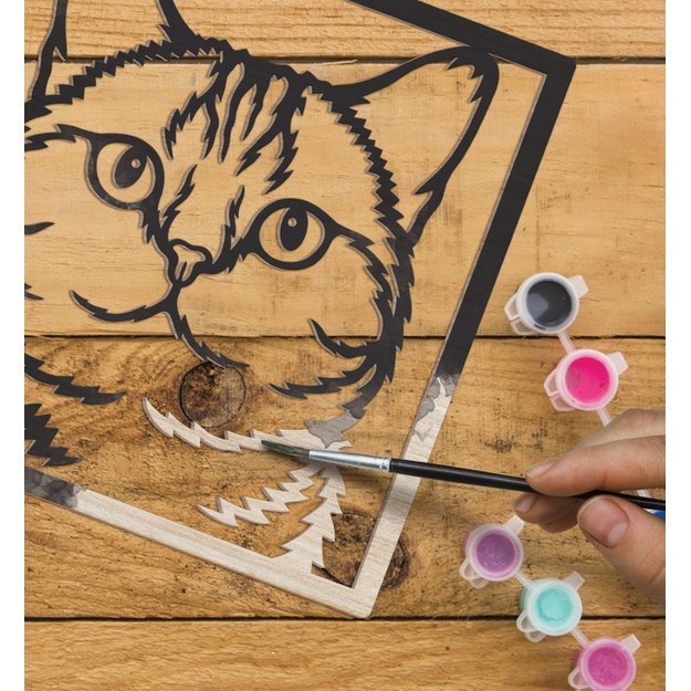 Splat Planet medinis 3D spalvinimo paveikslas, Katė 3