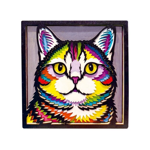 Splat Planet medinis 3D spalvinimo paveikslas, Katė 2