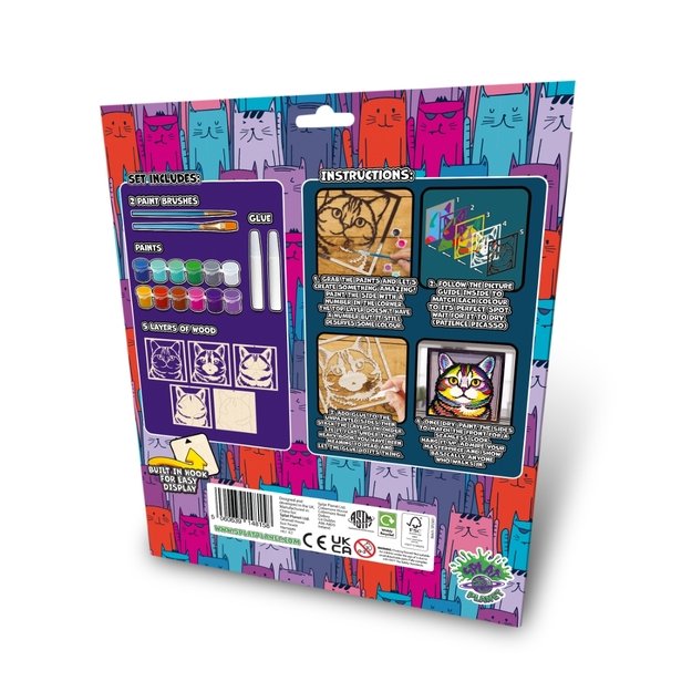 Splat Planet medinis 3D spalvinimo paveikslas, Katė 1