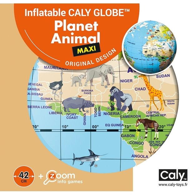 CALY Pripučiamas gaublys-kamuolys, Pasaulio gyvūnai, 42 cm 2