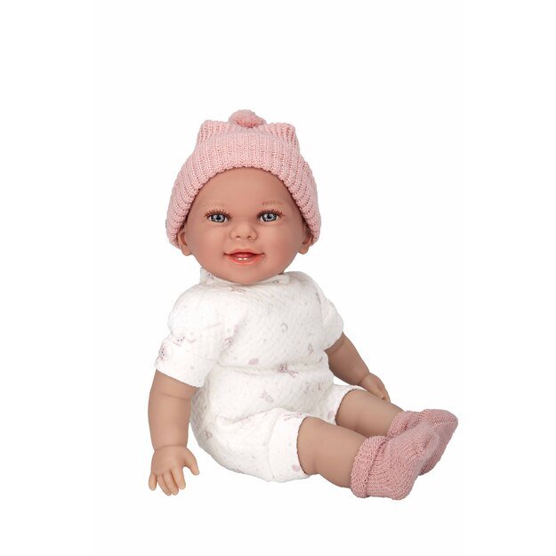 Arias kūdikėlis su garsu, rožine kepuryte, 34 cm