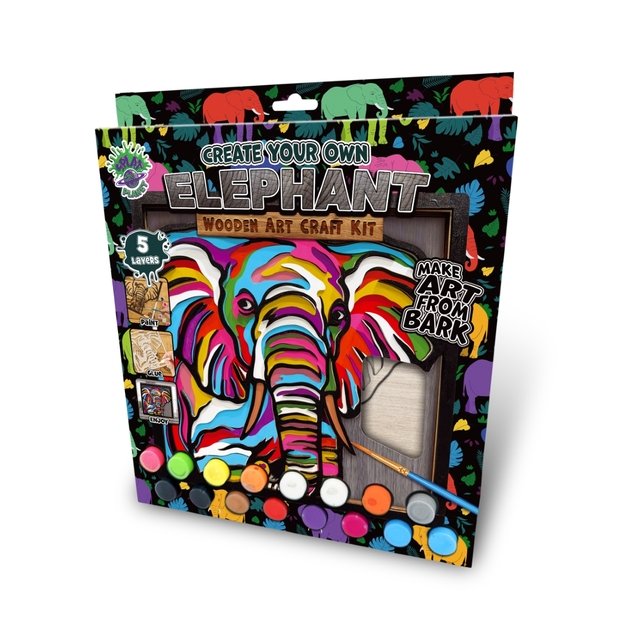 Splat Planet medinis 3D spalvinimo paveikslas, Dramblys