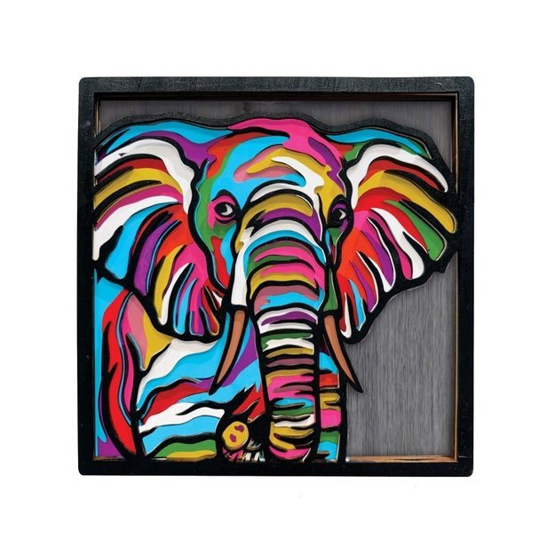 Splat Planet medinis 3D spalvinimo paveikslas, Dramblys 2