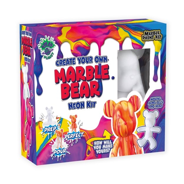 Splat Planet kūrybinis rinkinys Marble Bear, neonas
