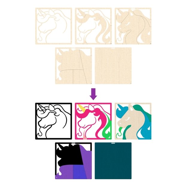 Splat Planet medinis 3D spalvinimo paveikslas, Vienaragis 4