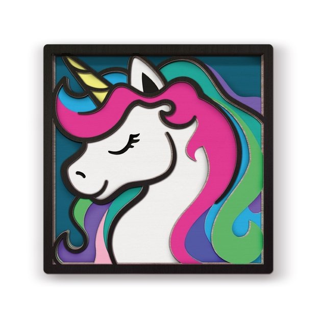 Splat Planet medinis 3D spalvinimo paveikslas, Vienaragis 2