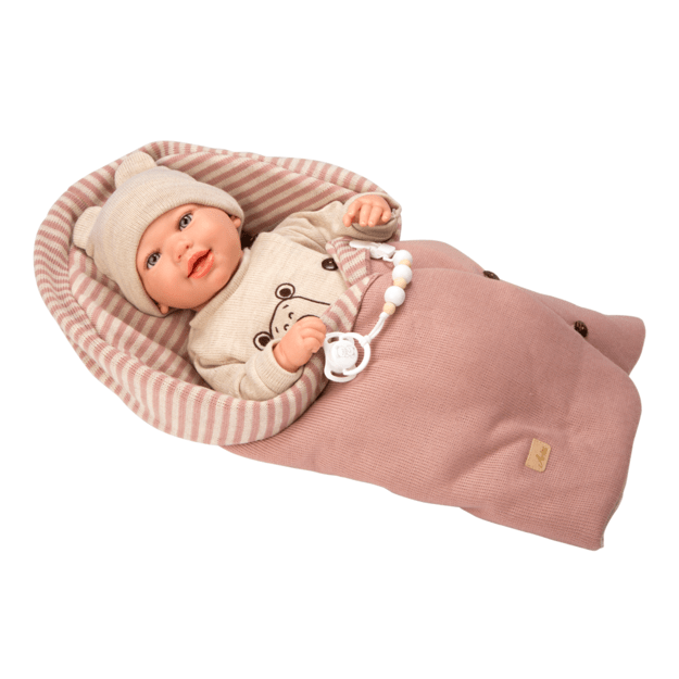 Arias Reborn lėlė kūdikėlis su smėlio spalvos rūbeliais, 45 cm 2