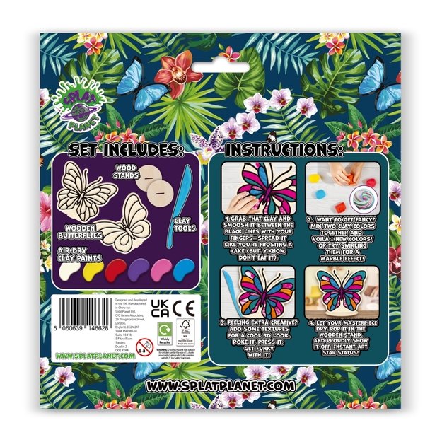 Splat Planet kūrybinis modelino rinkinys su mediniais Drugeliais 1