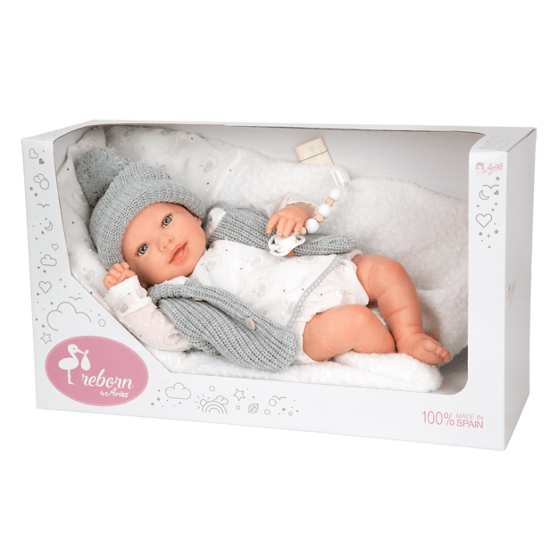 Arias Reborn kūdikėlis su pilkais rūbeliais, Daniela, 45 cm 1