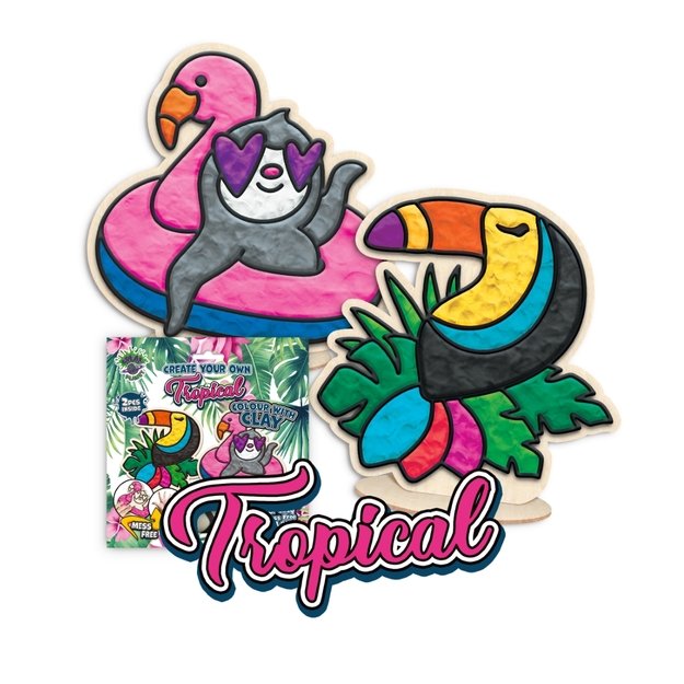 Splat Planet kūrybinis modelino rinkinys su mediniais Tropikų gyvūnais 4