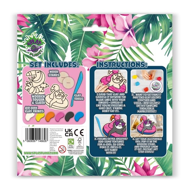 Splat Planet kūrybinis modelino rinkinys su mediniais Tropikų gyvūnais 1