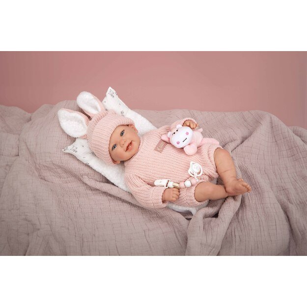 Arias Reborn lėlė kūdikėlis rožiniais rūbeliais, Lucia, 45 cm