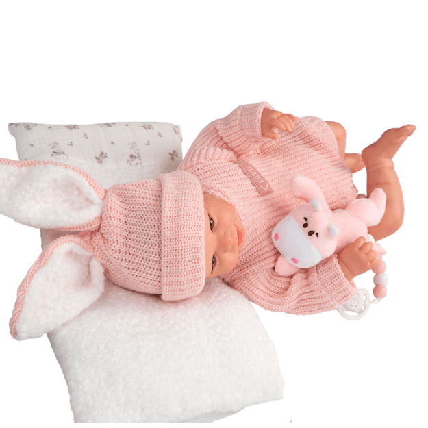 Arias Reborn lėlė kūdikėlis rožiniais rūbeliais, Lucia, 45 cm 15