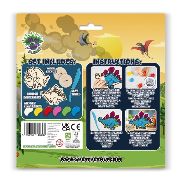Splat Planet kūrybinis modelino rinkinys su mediniais Dinozaurais 1