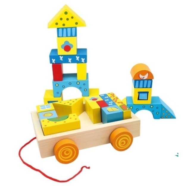 Spalvotų kaladėlių vežimėlis 1