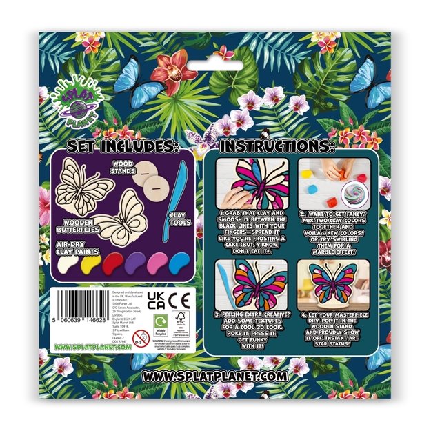 Splat Planet kūrybinis modelino rinkinys su mediniais Drugeliais 1