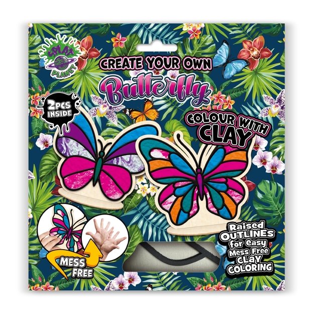 Splat Planet kūrybinis modelino rinkinys su mediniais Drugeliais