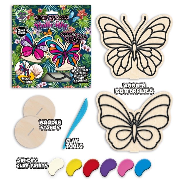 Splat Planet kūrybinis modelino rinkinys su mediniais Drugeliais 2